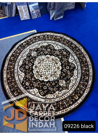 Permadani New Kashan Bulat 09226 BLACK ukuran 160 x 160 cm